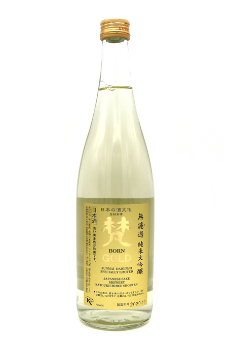 This is solid gold for the lover of nihonshu. Born is unfiltered and is also a muroka sake. It is non-carbon filtered draft sake aged at 14 degrees Fahrenheit for 1 year.  Count your blessings. All of these special processes lead to a sake that is rich, clean and joyful, in every sense of the word.  It has a robust body with a complex flavor and a pure, uplifting sweet aroma. Serve well chilled. 